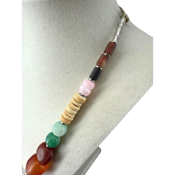 J. Jill Beaded Necklace Island Delight Red Agate Pink Rose Quartz Adjustable NWT - Picture 4 of 11